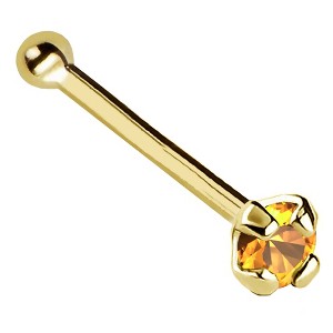 Jewelry Avalanche 22G 14K Gold Ball-end Nose Stud with Citrine Gemstone - 1 of 2