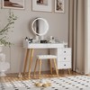 AZL1 Life Concept Vanity Table with Glass Top Extendable Side Table 5 Drawers Mirror and Stool Easy Assembly for Bedroom, White, 36.2"*22.8"*9.25" - 4 of 4