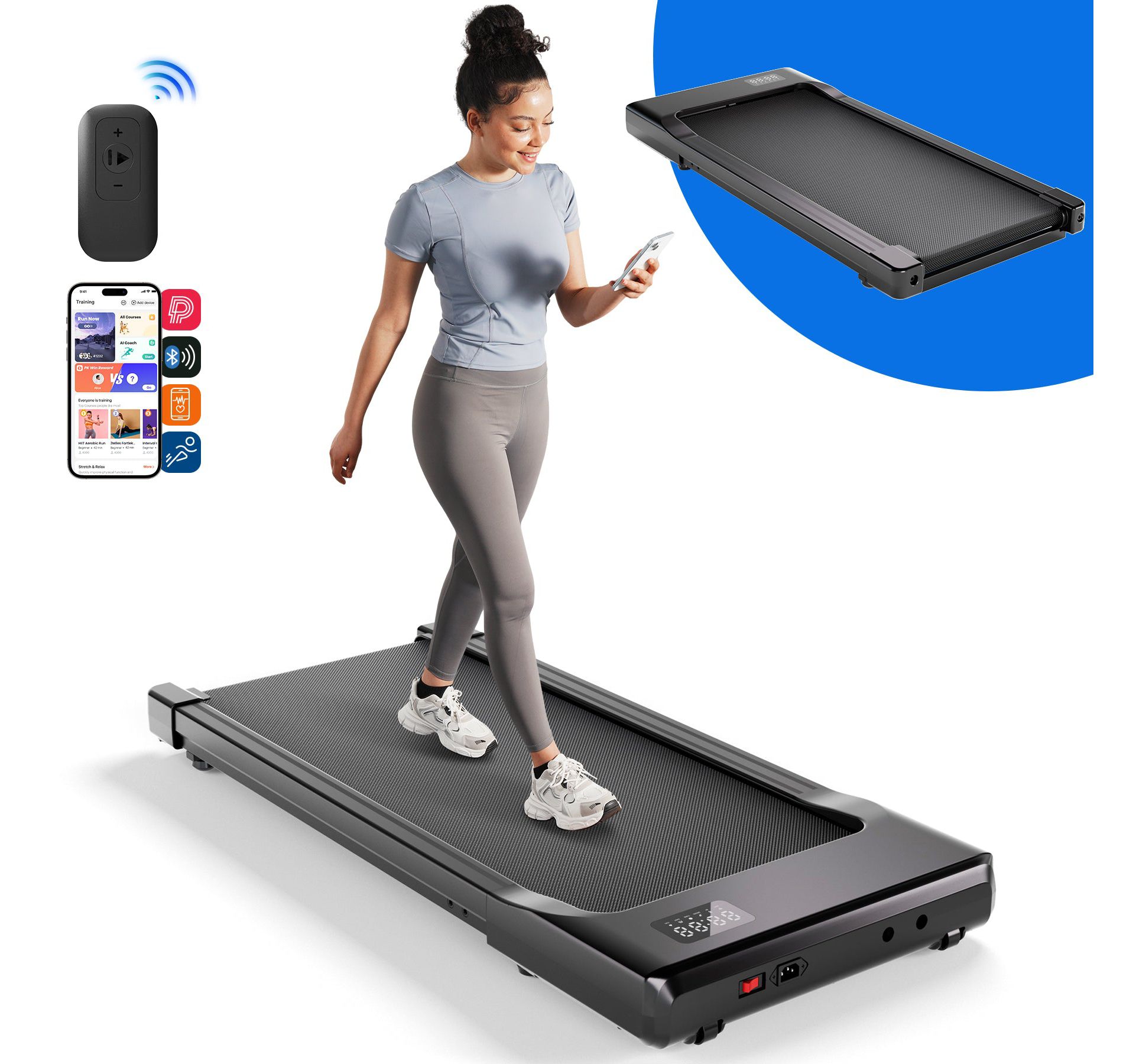 SupeRun 80Cm Run Belt Mini 1.2 Horsepower walking pad treadmill easy storage