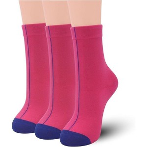 SERISIMPLE Women Rayon Bamboo Thin Vivid Color Super Soft Stretchy Crew Socks Yellow Medium 3 Pairs - 1 of 4