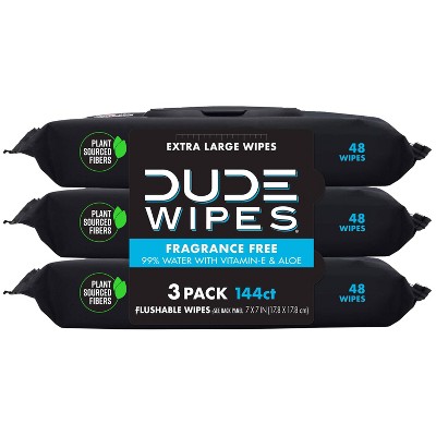 Dude Wipes Unscented Flushable Wipes - 3pk/48ct