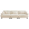 Extra Large 3-Seat Velvet Round Bolster Armrest Sofa with Waist Pillows, Throw Pillows and Cloud-Like Comfortable Seat - 4 of 4