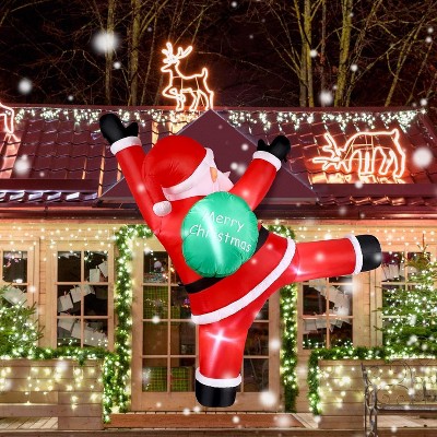 SUGIFT Christmas Inflatable Decorations - 5.9 Ft Christmas Inflatables Climbing Santa Claus Outdoor Blow Up Christmas Decorations