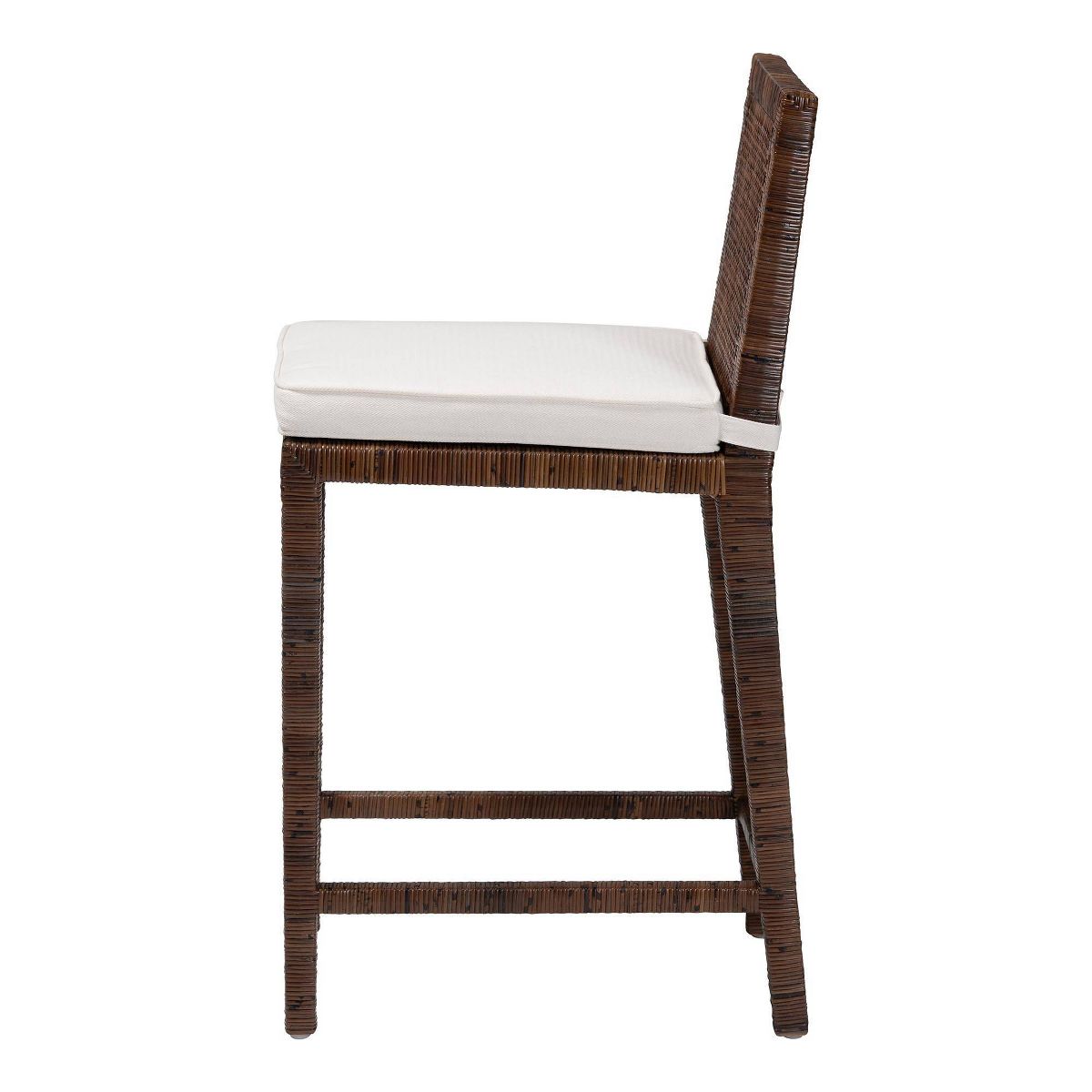 bali & pari Sofia Rattan Counter Stool with Mahogany Wood Frame Counter Height Chair Brown - thumbnail 3