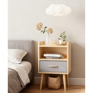 Tiramisubest Nightstand Drawer 2 Tier Storage Wood Side Table Compact Bedside Table with Storage Kids Bedroom - 1 of 4