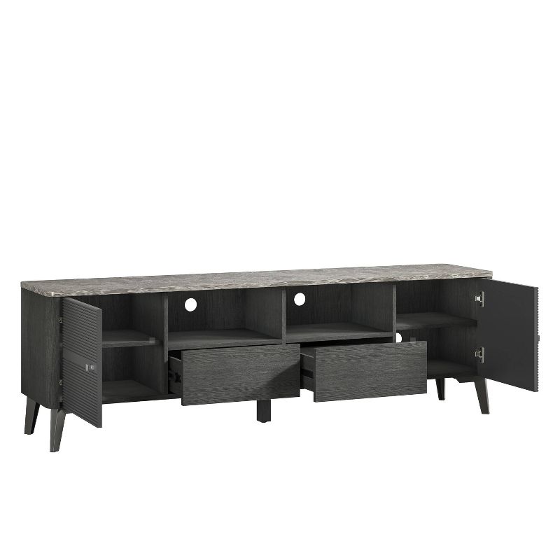 70&#34; Modern Storage TV Stand Cabinet Features Premium Faux Marble Countertop TVs up 75&#34; - Festivo, 5 of 11