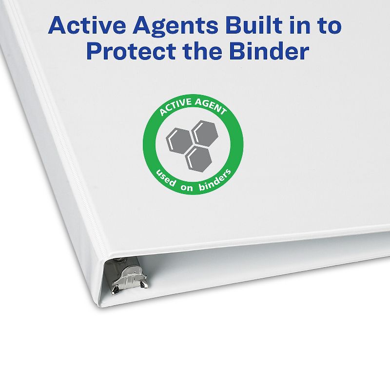 Avery Touchguard Antimicrobial View Binder w/Slant Rings 1" Cap White 17141, 3 of 9