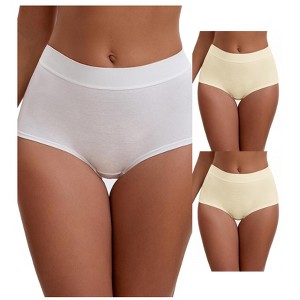 INSPIRE CHIC Women's High Waist Tummy Control Elastic Waistband Comfortable Brief 3 Packs - 1 of 4