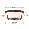 Possini Euro Design Henning 15 1/2" Modern Flush-Mount Ceiling Light Fixture Kitchen Foyer Hallway Round Black White Glass Shade Bedroom Bathroom - 4 of 4