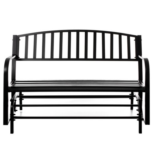 Gardenised Outdoor Black Steel Swing, Powder Coated Glider Bench, Loveseat Lawn Rocker Bench for Yard, Patio, Garden and Deck - image 1 of 4