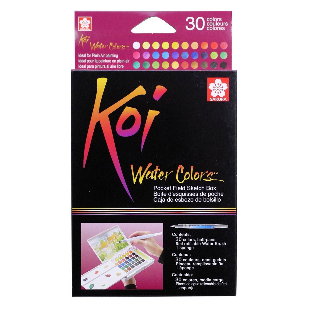 30-Colors Sakura Koi Watercolor Pocket Field Sketch Box Set: Art & Craft Kit for Kids, Ideal for Sketching & Water Coloring