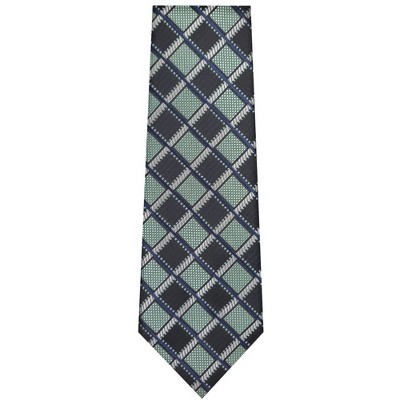 Thedappertie Men's Black, Green, Gray And Navy Blue Checks Necktie With ...