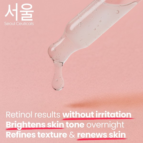 Seoul Ceuticals Cuidado Coreano Sérum Nocturno de Retinol 1% para el Rostro - 97.5% Baba de Caracol + Ácido Hialurónico + Bakuchiol, K Beauty para Piel Sensible 1oz 6