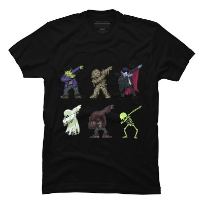 Men's Design By Humans Dabbing Halloween Creatures Skeleton Zombie Dab By vomaria T-Shirt