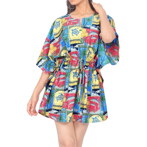 LA LEELA Women's Beachwear Summer Swim Beach Dress Cover Ups for Swimwear Women Plus Size Fall Swimsuit Coverups for Women Tops 2X-3X Multi, Fish - image 1 of 4