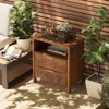 JIONJOY Burl Wood Nightstand with Built-in Charging Station with 2 Drawers & USB/Type-C Ports-Natural - 4 of 4