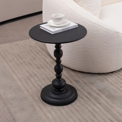 Metal Drink Table Small Round Side Tables For Bedroom,Serving Tray Top Small Coffee Table-Cuddlewood