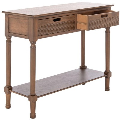 Landers Brown Pine 2-Drawer Console Table with Storage