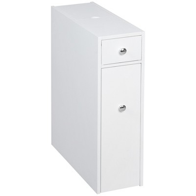TuoxinEM Small Bathroom Storage Cabinet for Small Spaces, Over The Toilet  Storage Cabinet for Skinny Bathroom Storage Corner Floor, Slim Toilet Paper  Storage Cabinet with 2 Doors & Shelves (White)