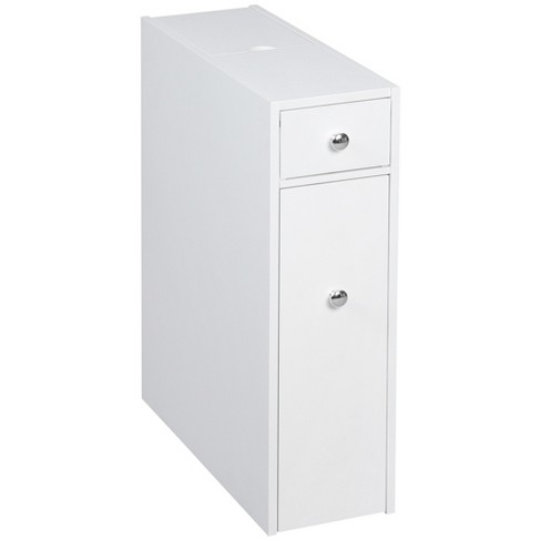 Homcom Bathroom Floor Organizer Free Standing Space Saving Narrow Storage  Cabinet Bath Toilet Paper Holder With Drawers White : Target