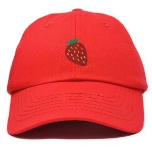 Dalix Strawberry Embroidered Cotton Dad Hat Fruit Adjustable Casual Baseball Cap Nature Womens - 1 of 4