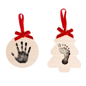 Pearhead 6.5"x7" Holiday Baby Footprint and Handprint Ornament Kit with Clean-Touch Ink Pad Red - 1 of 4
