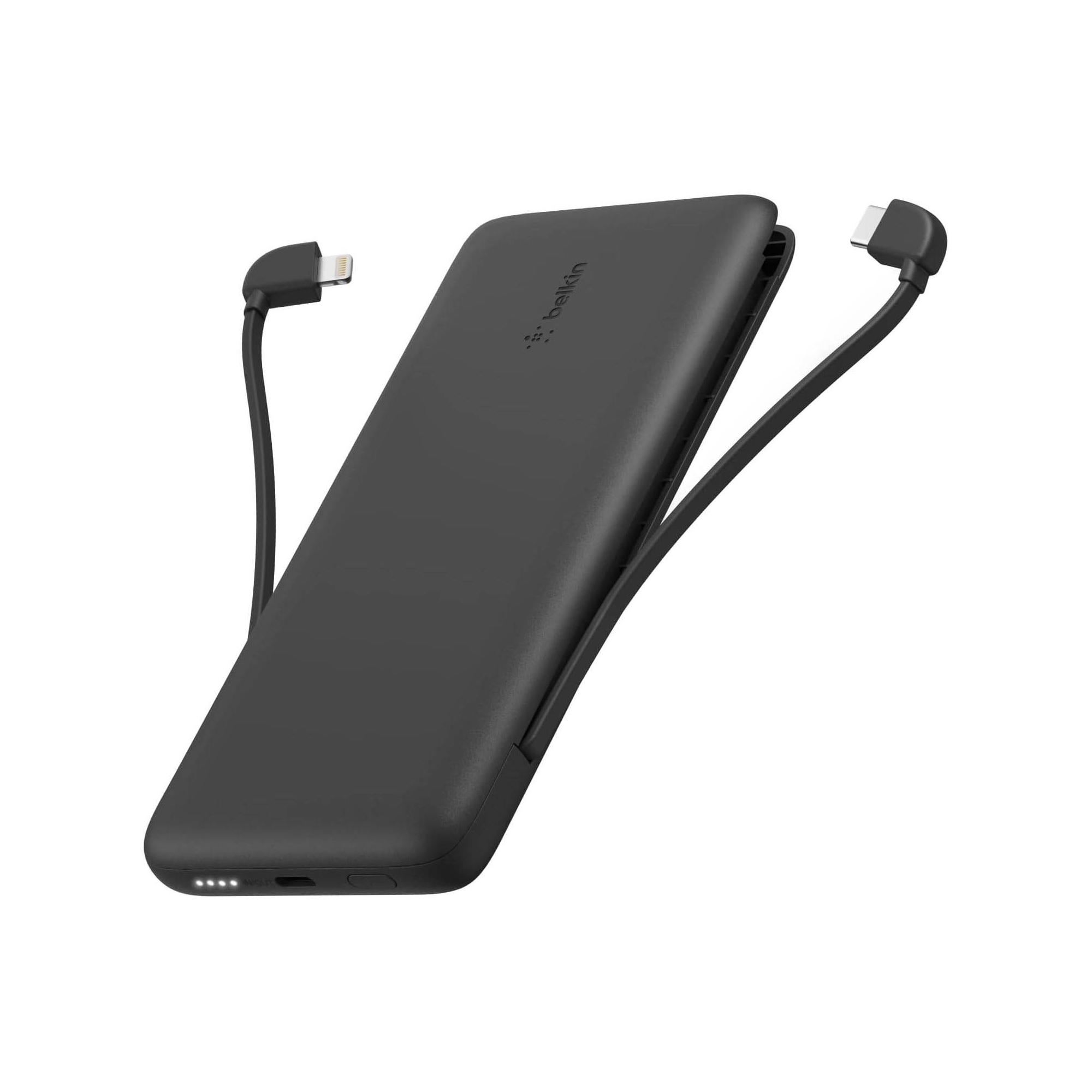 Belkin 10000 mAh 23W Power Bank USB-C + Lightning Cables + USB-C Port - Black
