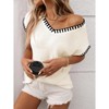 Womens Knit Tops Raglan Sleeve V Neck Color Block Pullover Sweater Top - 4 of 4
