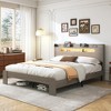 KTMBDW Bed Frame with 2-Tier Storage Headboard, Wood Platform Bed Frame, Built in Charging Station & LED - 3 of 4