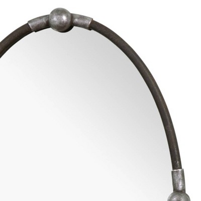 Transitional Rust Black and Silver Iron Oval Wall Mirror 22"x32"