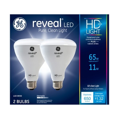 General Electric 2pk 65W BR30 LED Light Bulb Radiant White