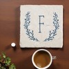 Personalization Mall Farmhouse Floral Personalized Letter Tumbled Stone Coaster Set - 4 of 4