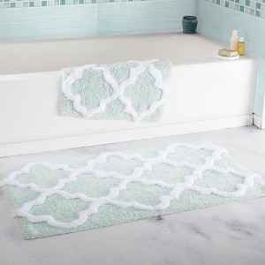 Hastings Home 100% Cotton Trellis Bathroom Mat Set - Seafoam, 2 Pieces - 1 of 4