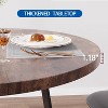 Jojoka Round Dining Table Set for 2 with Chairs, Marble White Kitchen Table and 2 Upholstered Chairs, Compact Space-Saving Design,White - 3 of 4