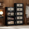 Hrinhom 19.7"W Retro 5-Tiers Foldable Storage Cabinet with Magnetic Door and Wheels - 2 of 4