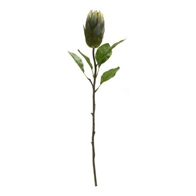 Green Polyester Protea Leaf Stem Set of 6