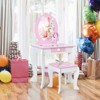 Tangkula 2-in-1 Kids Vanity Set Makeup Table & Chair Set for Toddlers w/Detachable Mirror Pink/White - 2 of 4