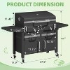 EROMMY 37.8" Dual Zone Charcoal Bbq Grill With Adjustable Charcoal Trays And 2 Foldable Side Table - 4 of 4