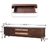 Angel Sar Rattan TV Stand for 75 Inch TV with 2 Large Drawers, Sliding Doors, Media Console with Solid Wood Legs, - 3 of 4