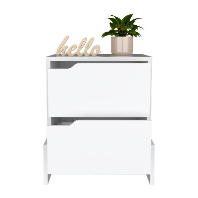 NicBex 17 inch Wide Nightstand with 2 Drawers,Side Table with Cutout Handles and Large Storage Space,Bedside Table for Bedroom,Living Room