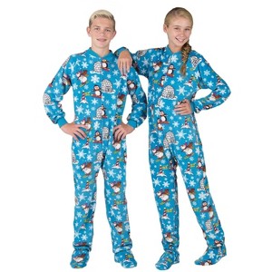 Footed Pajamas - Winter Wonderland Kids Fleece One Piece - 1 of 4
