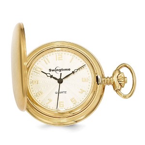 Black Bow Jewelry Swingtime Gold Finish Brass Quartz 42mm Pocket Watch - 1 of 3