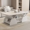 CAVINAS Geometric Coffee Table,Storage Table with Rounded Corners,Open Shelves,Sturdy Frame,47.24" Rectangular Center Table for Living Room - 2 of 4