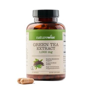 NatureWise Green Tea Extract Capsules 1000 mg - 50% EGCG & 98% Polyphenols - Antioxidants for Heart Health & Energy - Vegan, Non-GMO - 1 of 4
