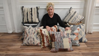 20"x20" Natural and Rust Wool Striped Square Throw Pillow