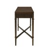 MDF Fluted 2-Drawer Console Table with Antique Brass Hardware and Tapered Legs and Wood Stretchers - 2 of 4