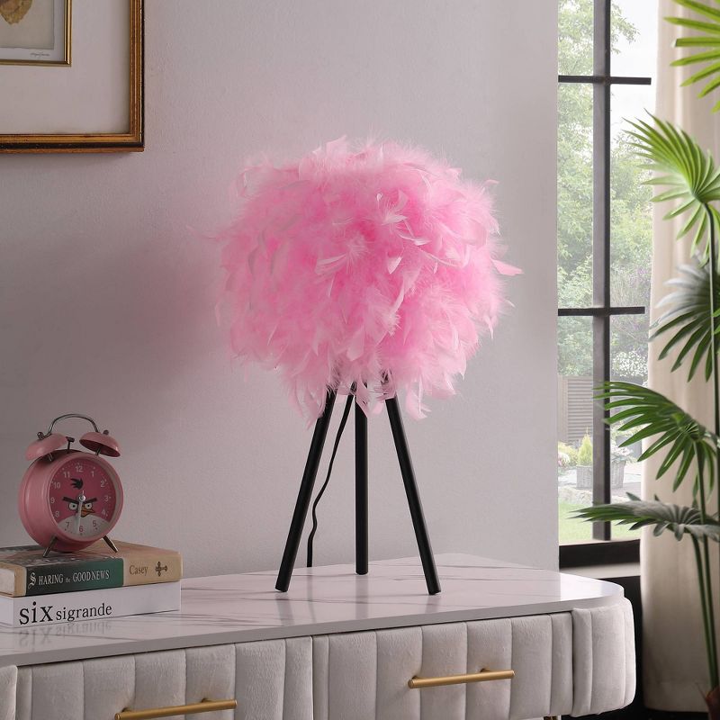 20.5&#34; Hot Pink Feather Shade Tripod Modern Metal Table Lamp - Ore International, 4 of 5