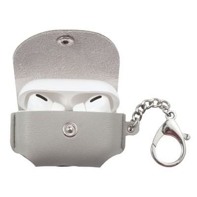 Insten Leather Case Compatible with AirPods Pro - Protective Carrying Cover with Keychain, Gray