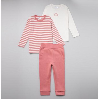 Stellou & Friends Cotton Pink and White 3 Piece Clothing Set for Newborns, and Babies - 3-9 Months