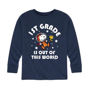 Boys' - Peanuts - 1st Grade is Out of This World Long Sleeve Graphic T-Shirt - 1 of 4